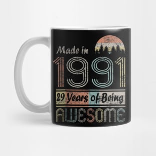 Vintage 1991 Made In 1991 29th Birthday 29 Years Old Gift Mug